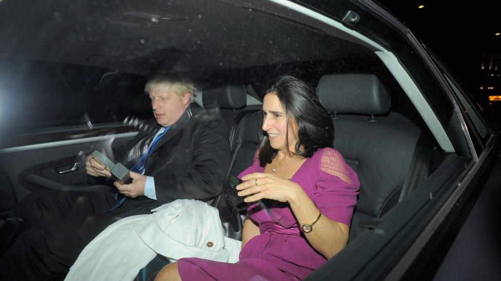 Boris Johnson and Marina Wheeler in the back of a car