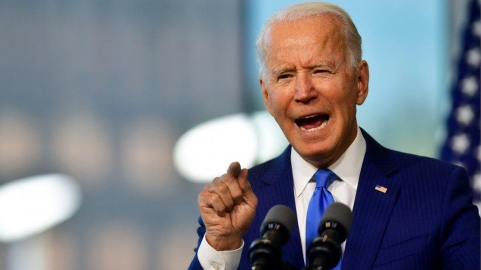 Democratic presidential nominee and former Vice-President Joe Biden delivers remarks regarding the Supreme Court at the National Constitution Center in Philadelphia, Pennsylvania, US, 20 September 2020