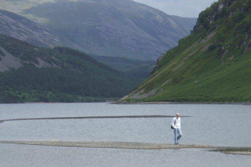 Ennerdale Water with low water levels in 2010