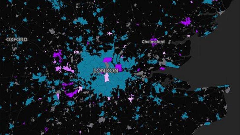 Map showing drug crime in the south east