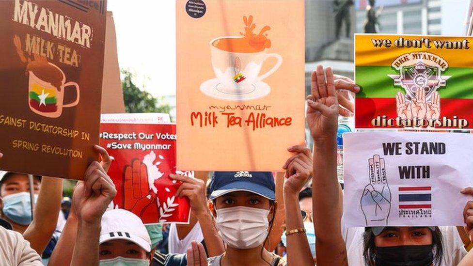 Protesters in Myanmar