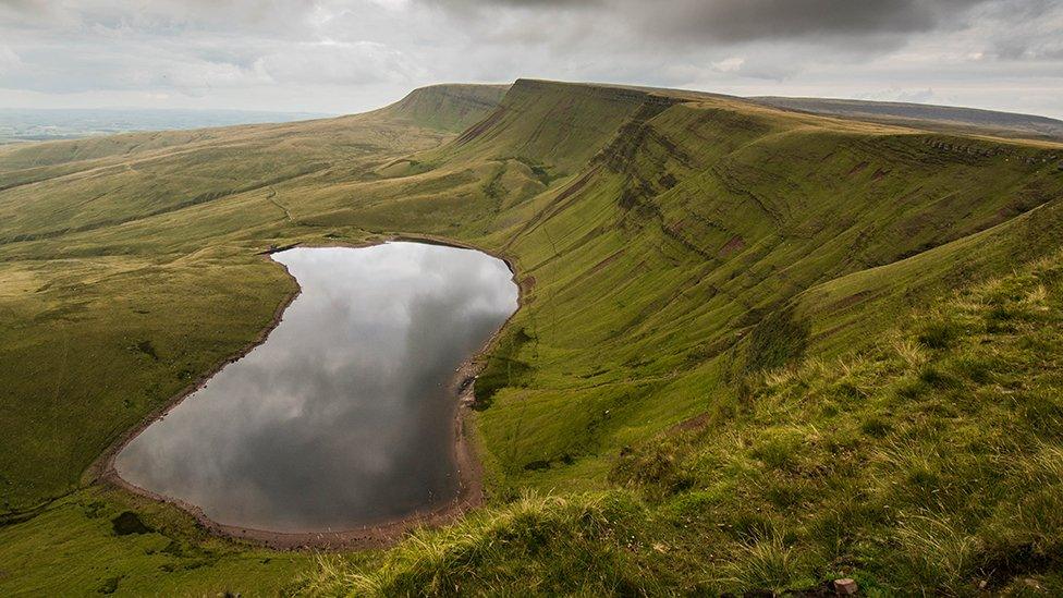 Looking down on Llyn y Fan Fach in Carmarthenshire, taken by Owain Hammonds from Ceredigion.