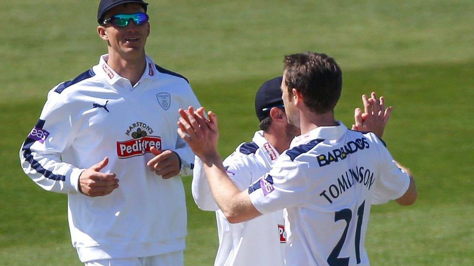 Hampshire celebrate a Yorkshire wicket