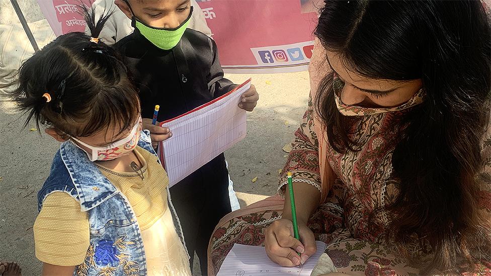 Devanshi with two kids