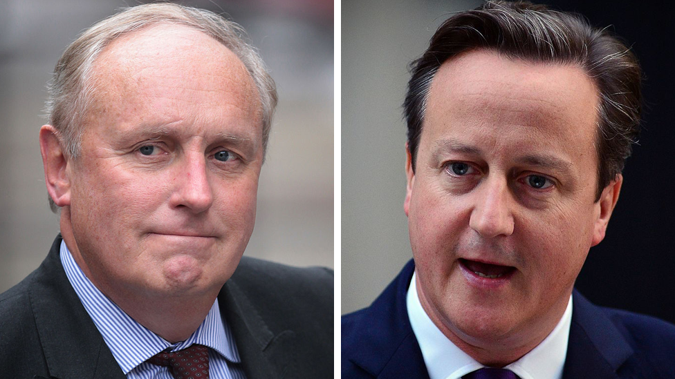 A composite image of Paul Dacre (left) and David Cameron (right)