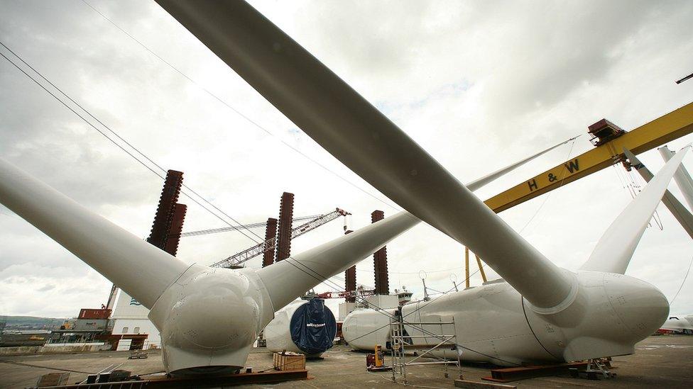 Wind turbines under construction