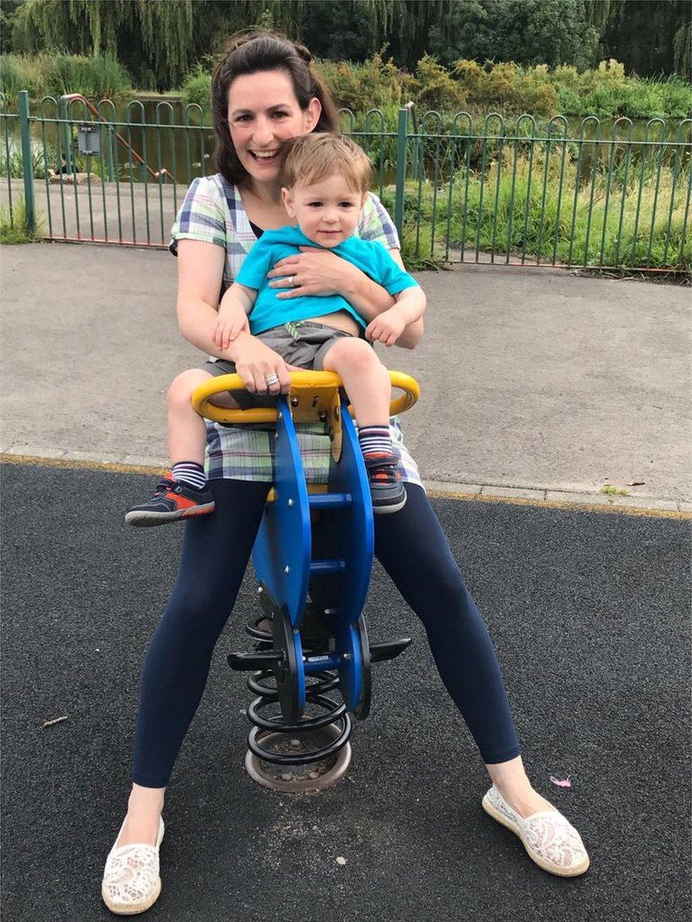 rebekah and her son in a playground