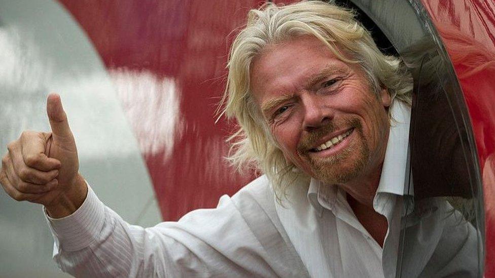 Richard Branson on a Virgin Train in the UK