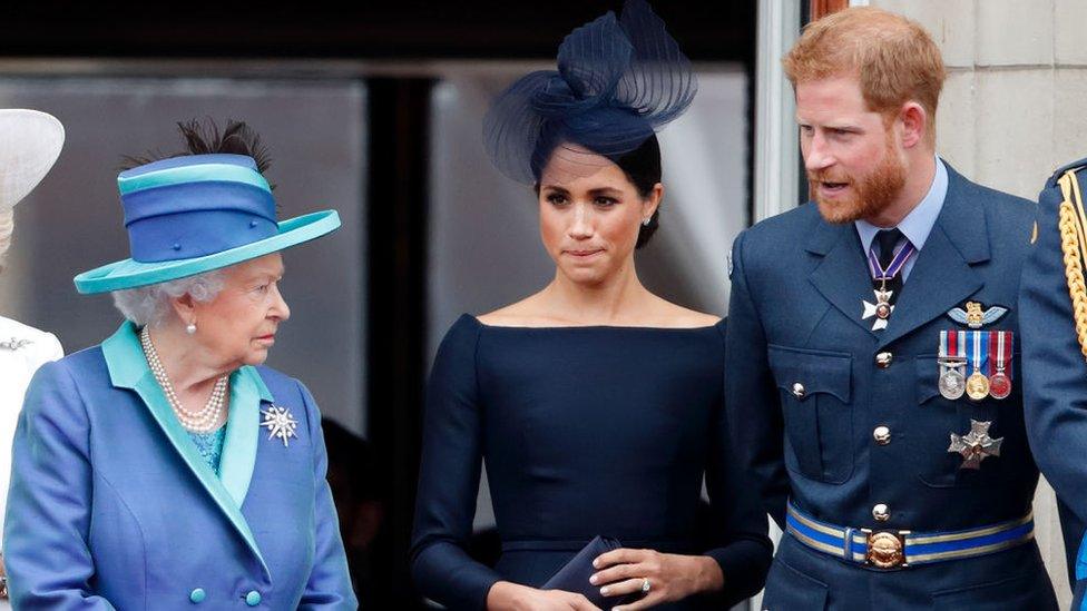 The Queen with Meghan and Harry in 2018.