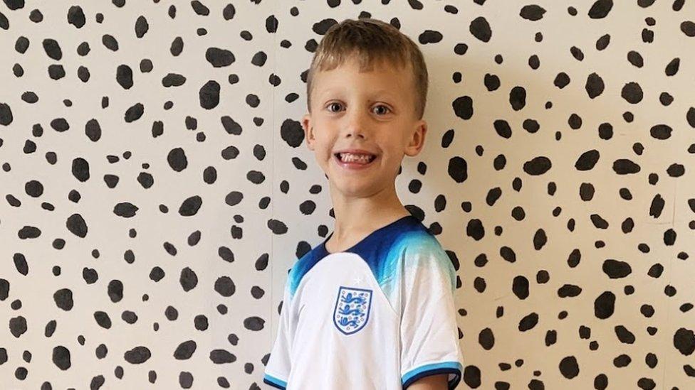 Jayden Lamerton wearing an England football kit