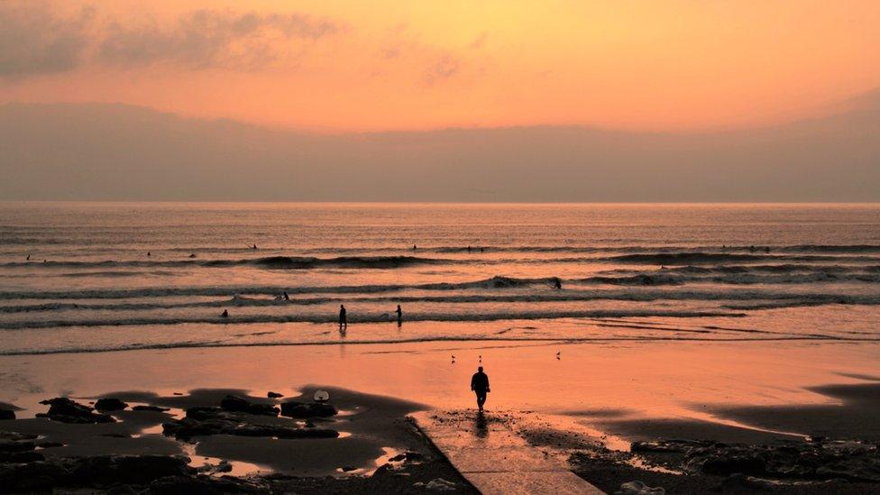 Surfers at Porthcawl's Rest Bay