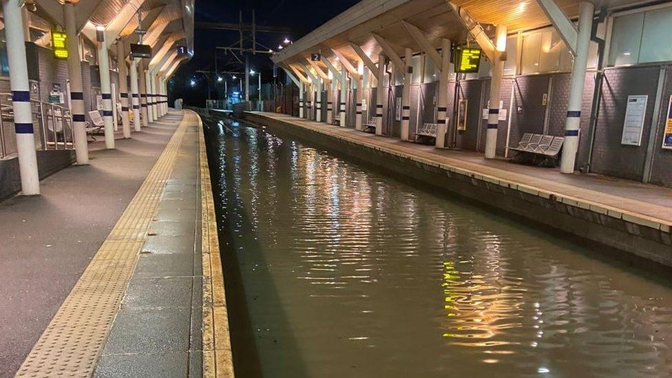 Water between platforms