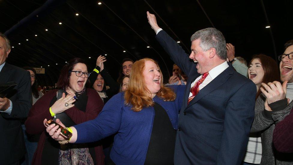 Alliance leader Naomi Long celebrates her success