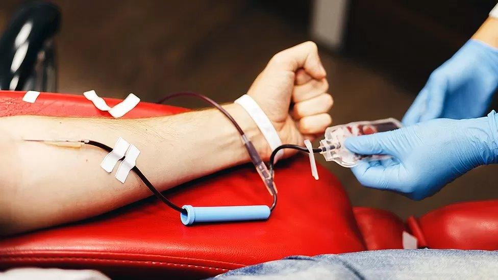 Blood being donated