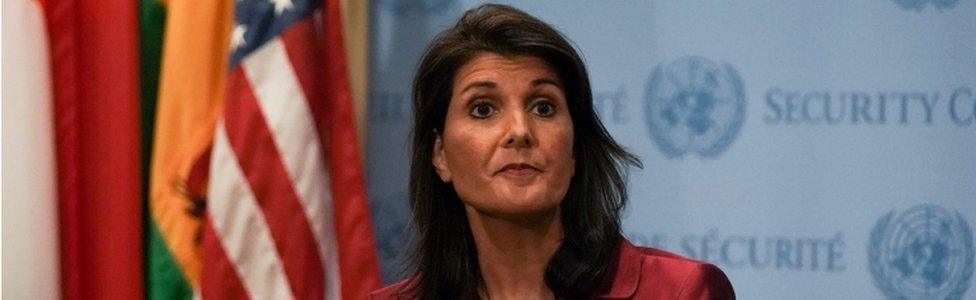 U.S. Ambassador to the United Nations Nikki Haley speaks during a news conference at U.N. headquarters in Manhattan, New York