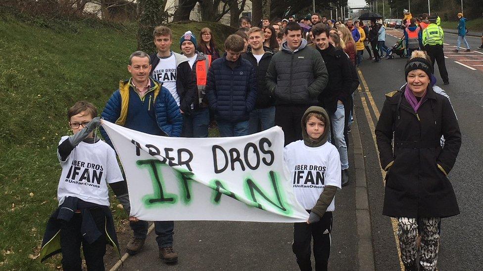 300 people take part in a walk to support the family of Ifan Owens