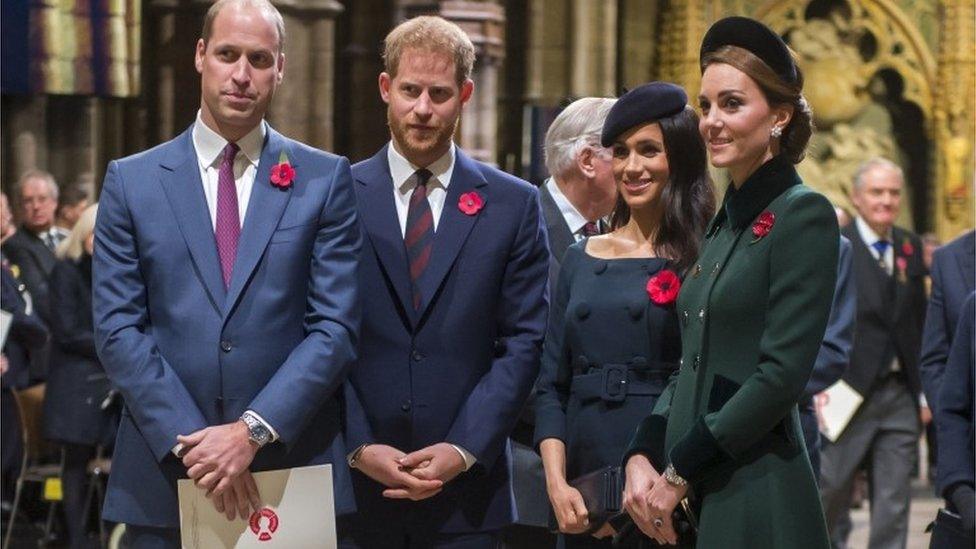 The Duke and Duchess of Sussex with the Duke and Duchess of Cambridge