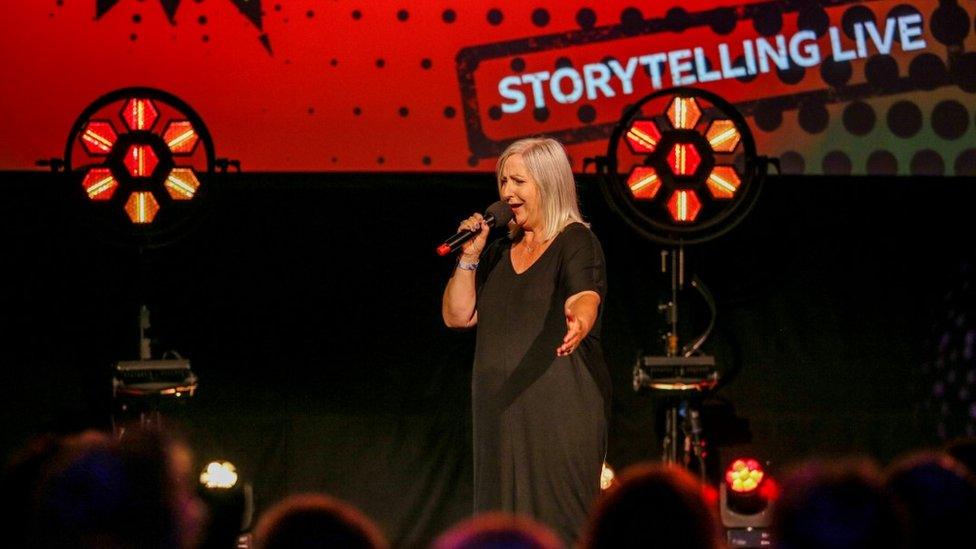 Janine on stage at BBC Ouch: Storytelling Live