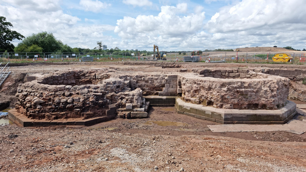 Uncovered remains of gatehouse