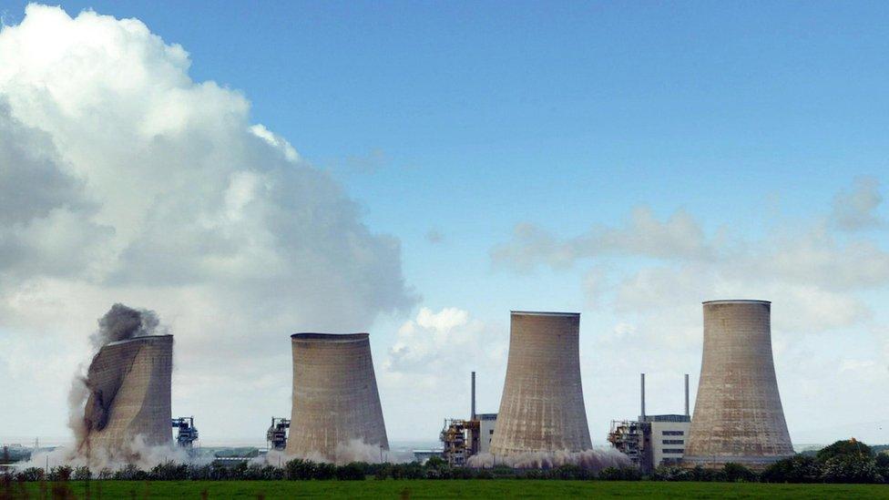 Demolition of Chapelcross cooling towers in Scotland