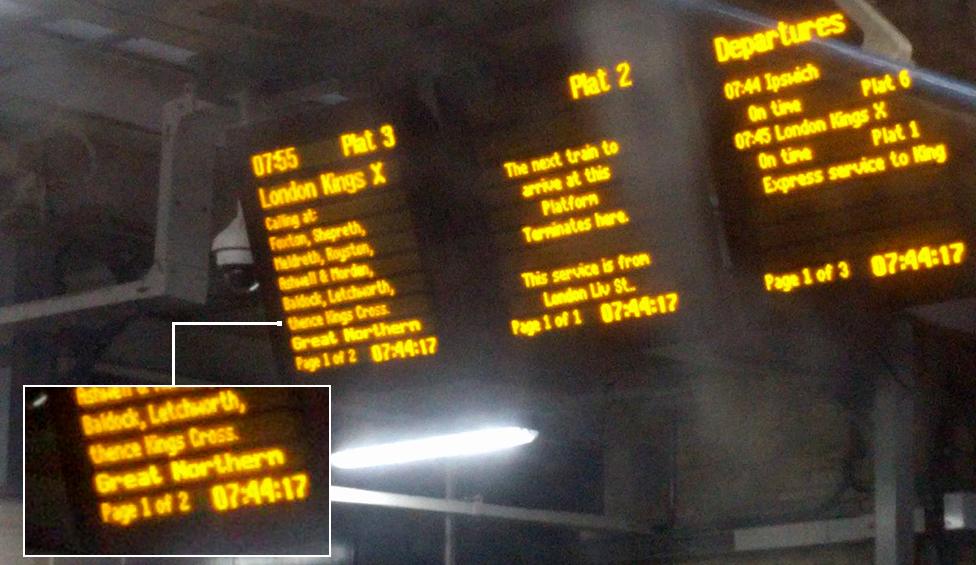 Departure board at Cambridge station