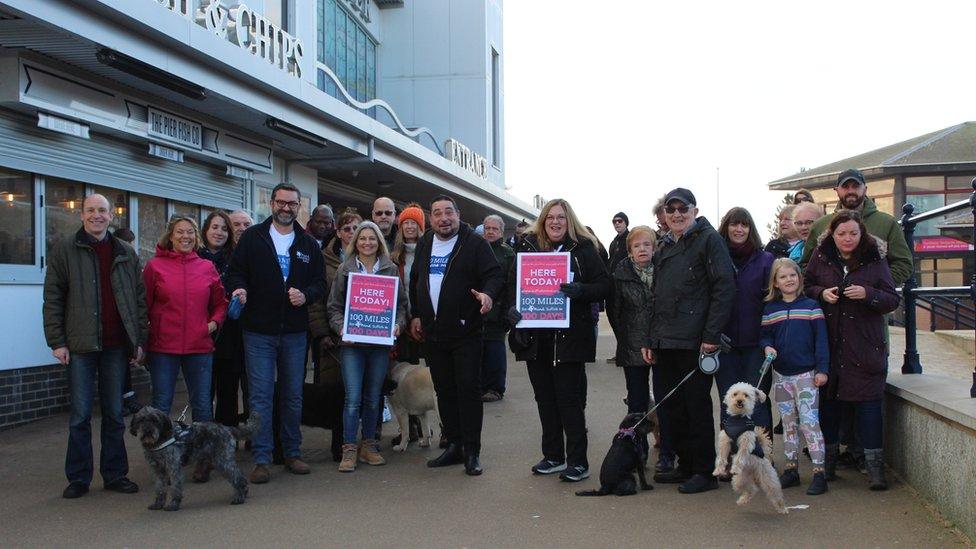 Wayne Bavin and walkers in Felixstowe