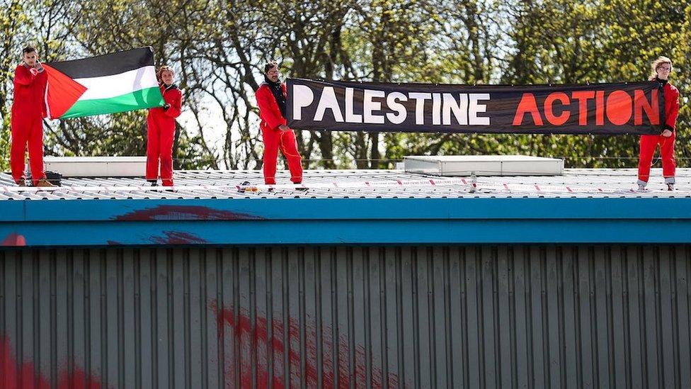 Protesters on roof