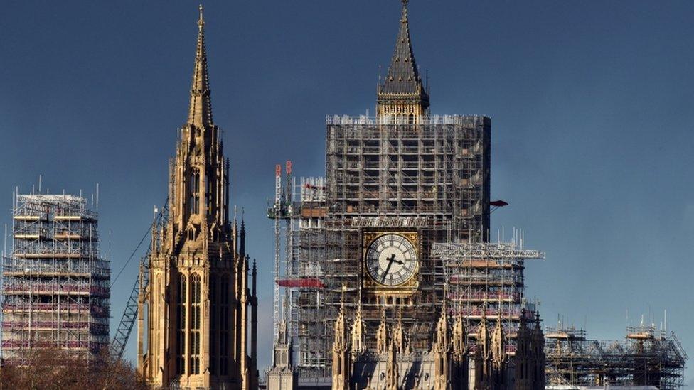 Elizabeth Tower covered in scaffolding