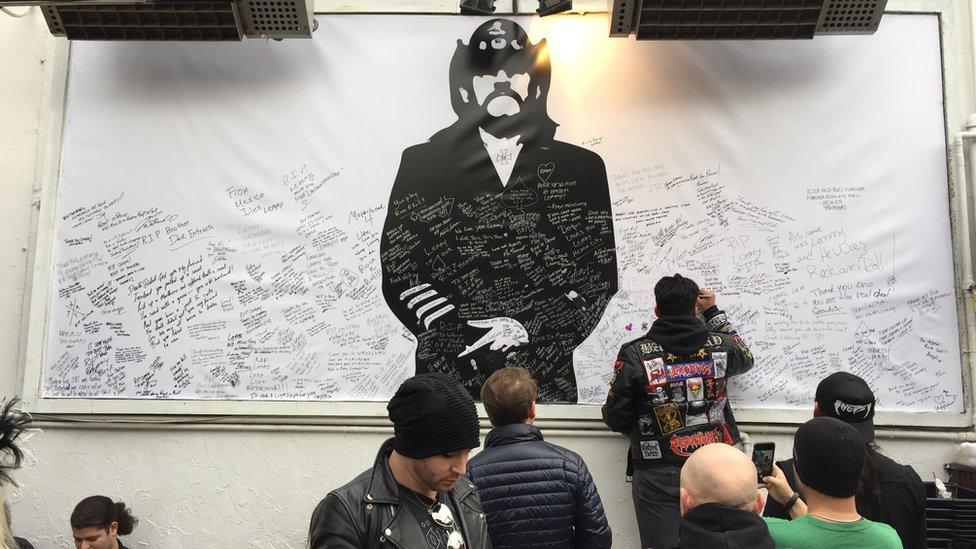 Motorhead fans outside the Rainbow bar on the Sunset Strip