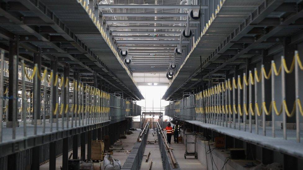 Train factory under construction in Sedgefield