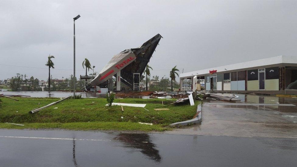 A service station lays in ruin after Cyclone Winston swept through the town of Ba on Fiji's Viti Levu Island