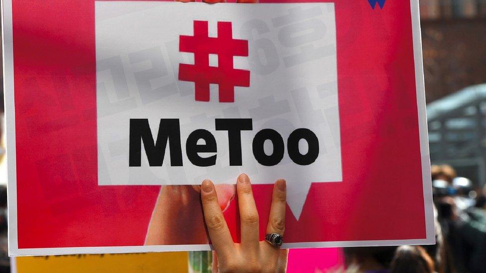 Placard showing a #MeToo hashtag