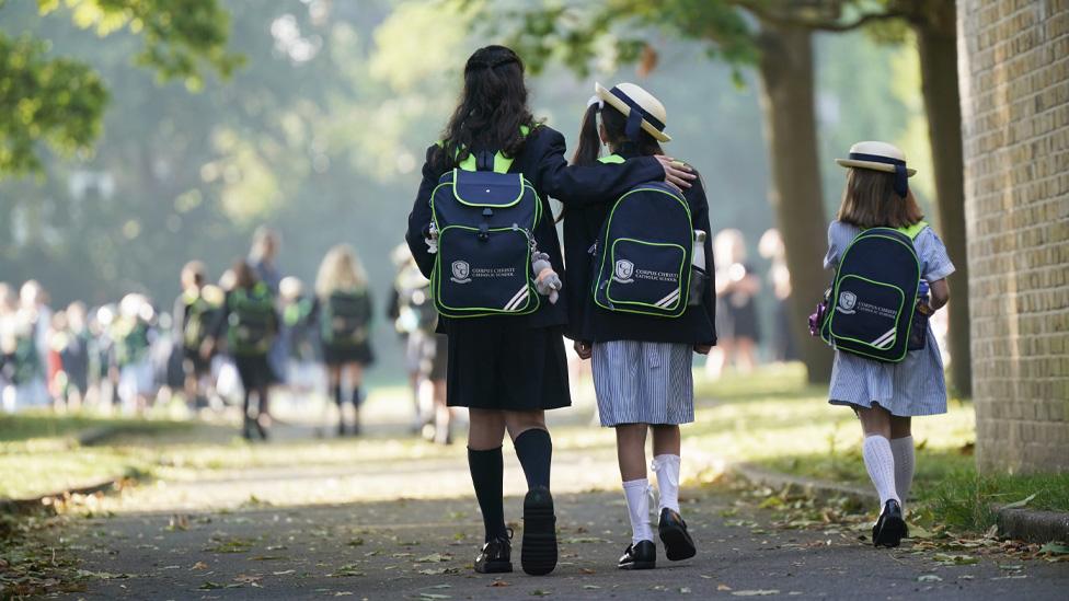 Pupils from Corpus Christi Catholic School in London are relocated after their school was affected with sub standard concrete