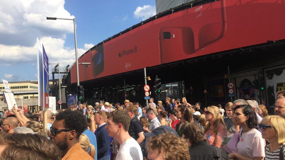 Crowds fall silent at London Bridge commemoration