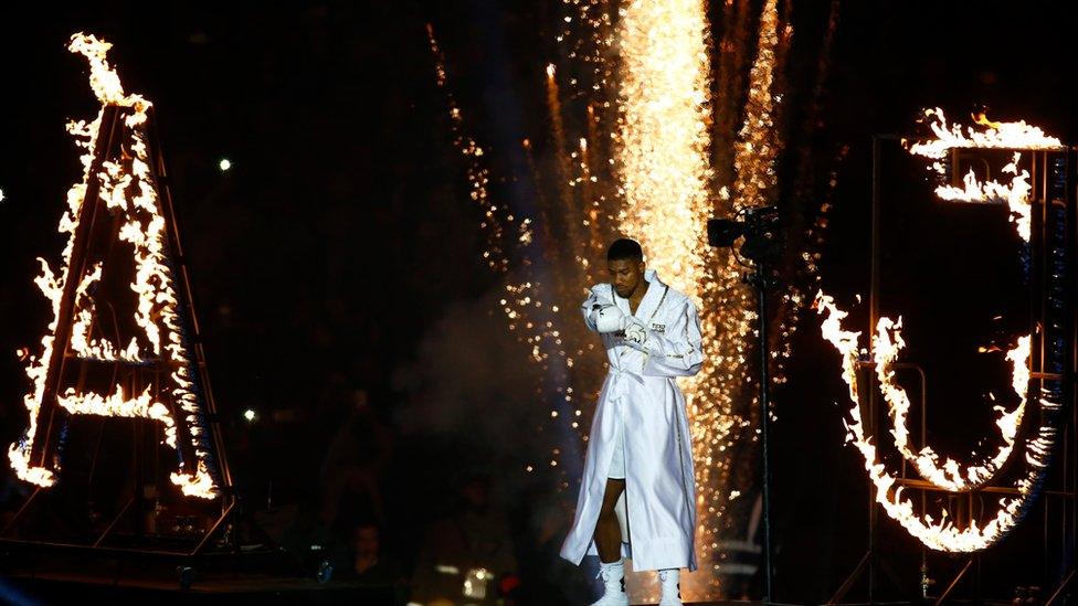 Anthony Joshua makes his entrance before the fight