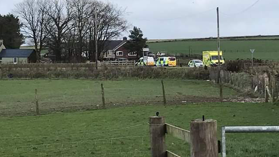 Emergency services at the scene of the incident in Synod Inn