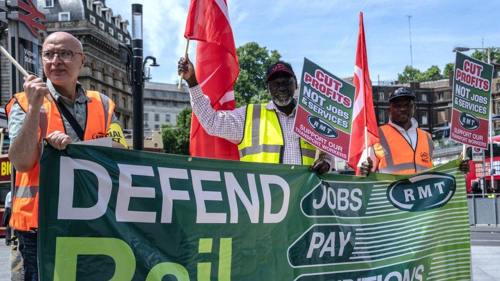 RMT union members picket in June 2022