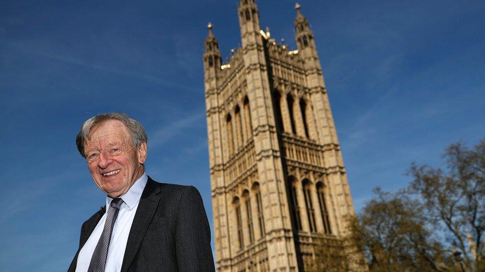 Lord Dubs outside Parliament.