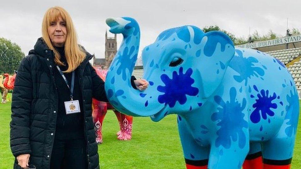 Tricia Cavell and elephant