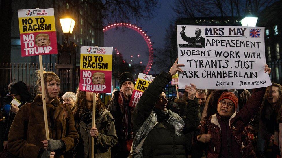 Trump's travel ban inspired protests around the globe, including this one in London