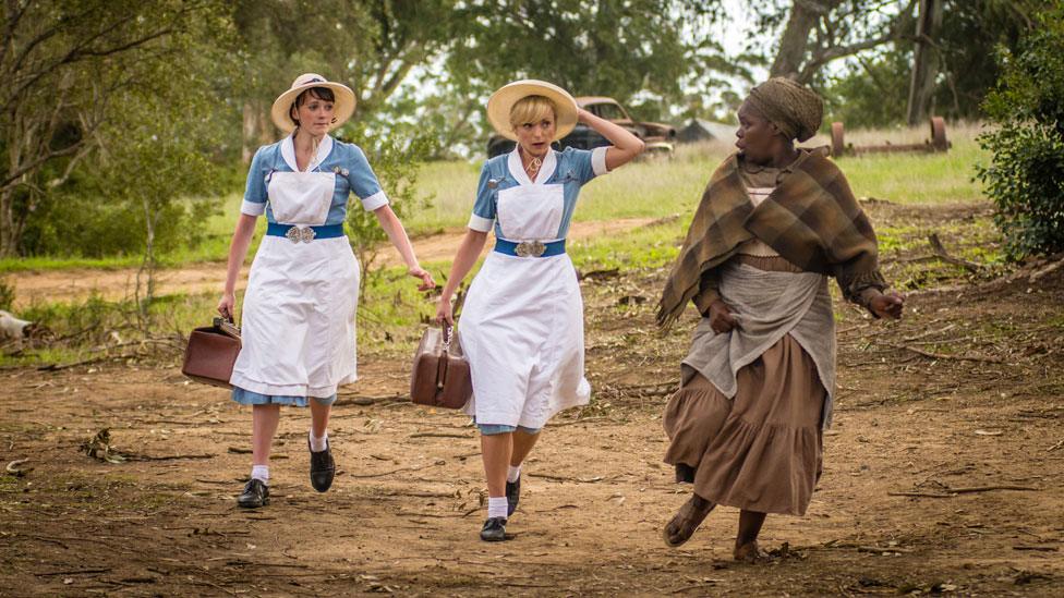 Helen George (centre) with other cast members of the Call the Midwife Christmas special