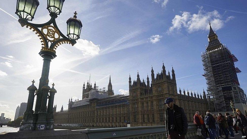 View of the Palace of Westminster from Westminster Bridge