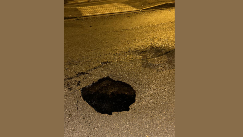 Sinkhole in the road