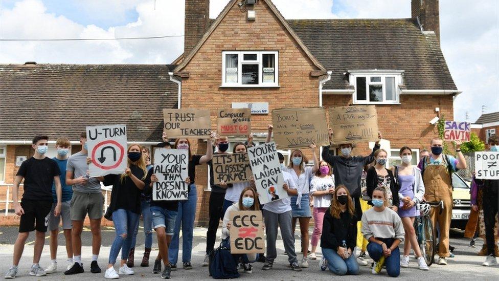 Students outside the Education Secretary's constituency office