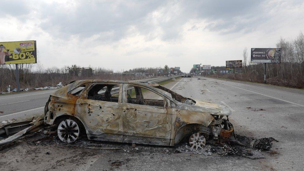 Burned out car