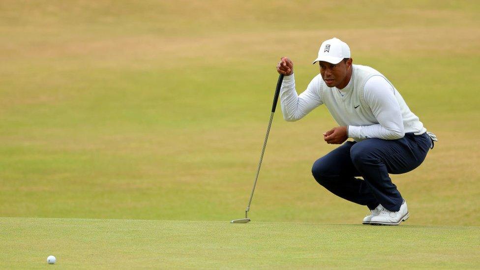 Tiger Woods at the 150th Open at St Andrews Old Course