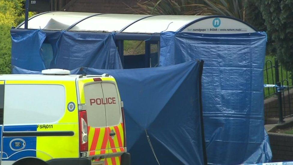 Police cordon and tent in Lower Parade in Sutton Coldfield