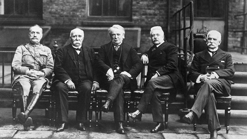 David Lloyd George pictured with fellow allied leaders