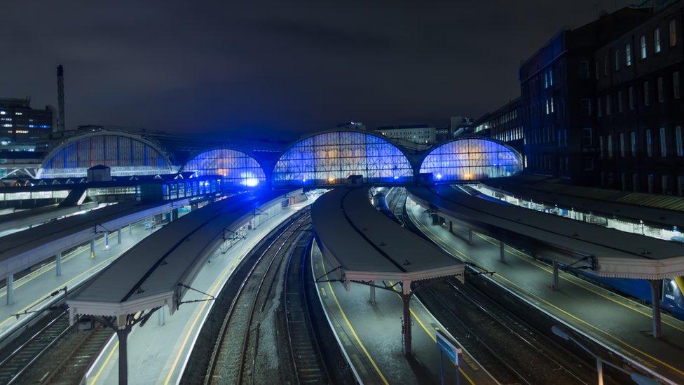 Train station at night