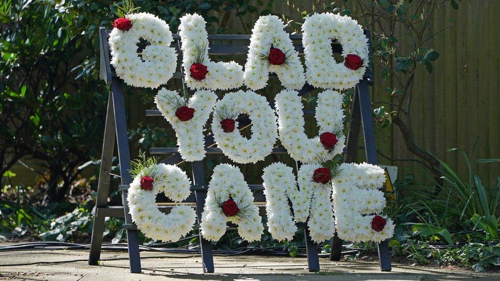 A floral tribute outside St Francis of Assisi church ahead of the funeral of The Wanted star Tom Parker in Queensway, Petts Wood